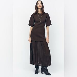 ZARA WOMAN PLEATED COMBINATION Knit DRESS
